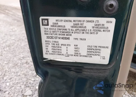 2004 Chevrolet Silverado 1500 Ls from USA, damaged, VIN 2GCEC13T141409546